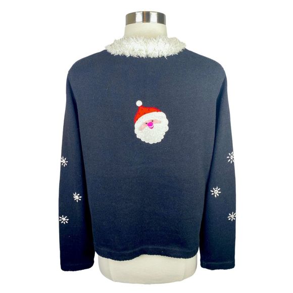 Vintage Arriviste Button-Down Santa Christmas Sweater - Size Medium - Picture 6 of 8